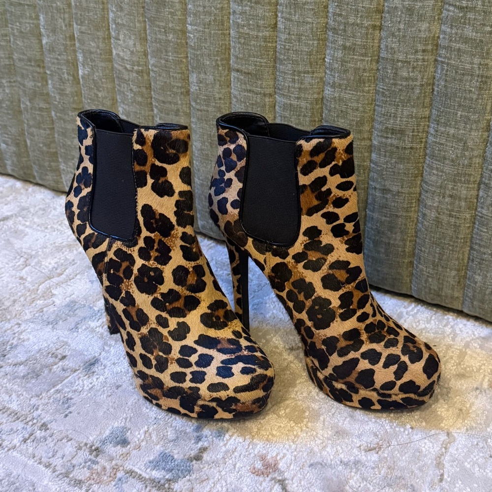 Gianni Binni Leopard Print Ankle Boots